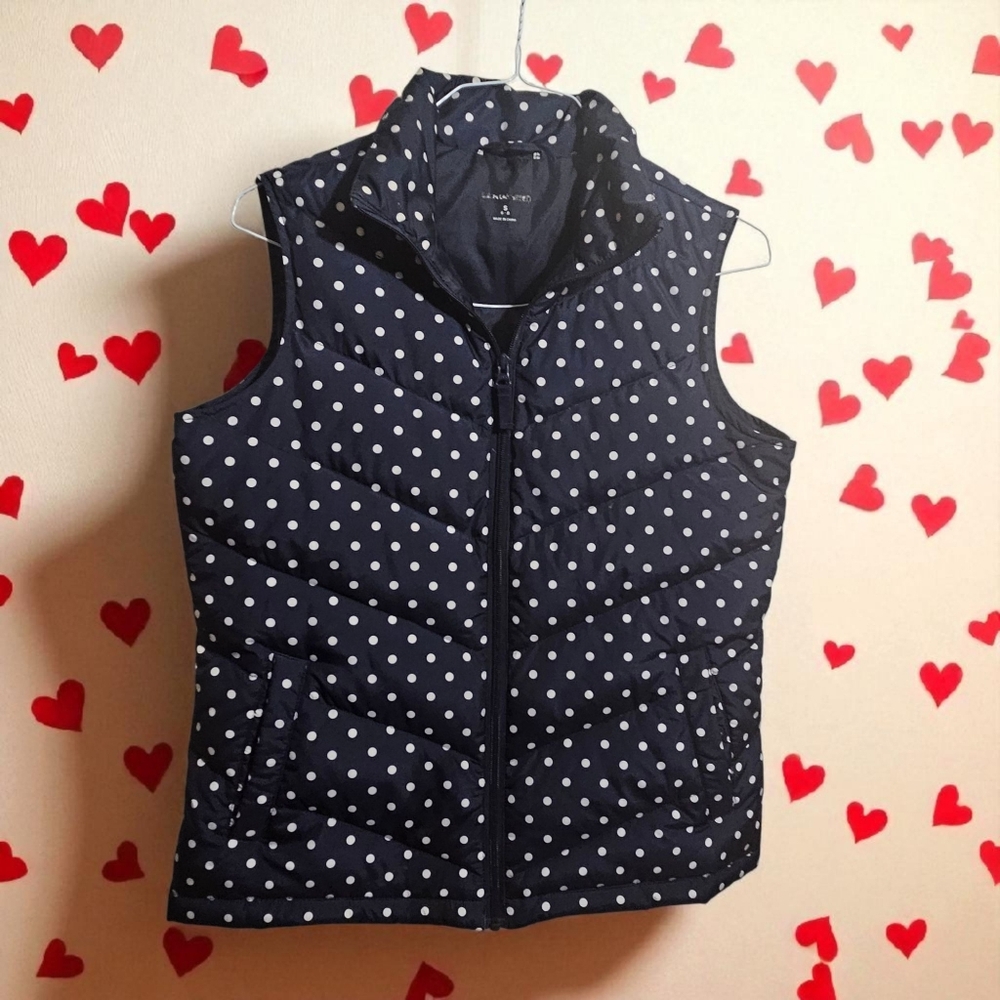L.L. Bean Women's Poka Dot Down Puffer Vest Size SMALL EXCELLENT